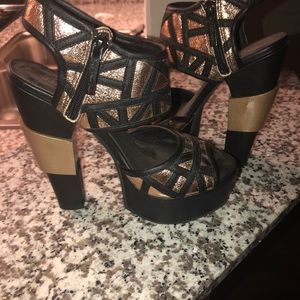 Black & gold heels